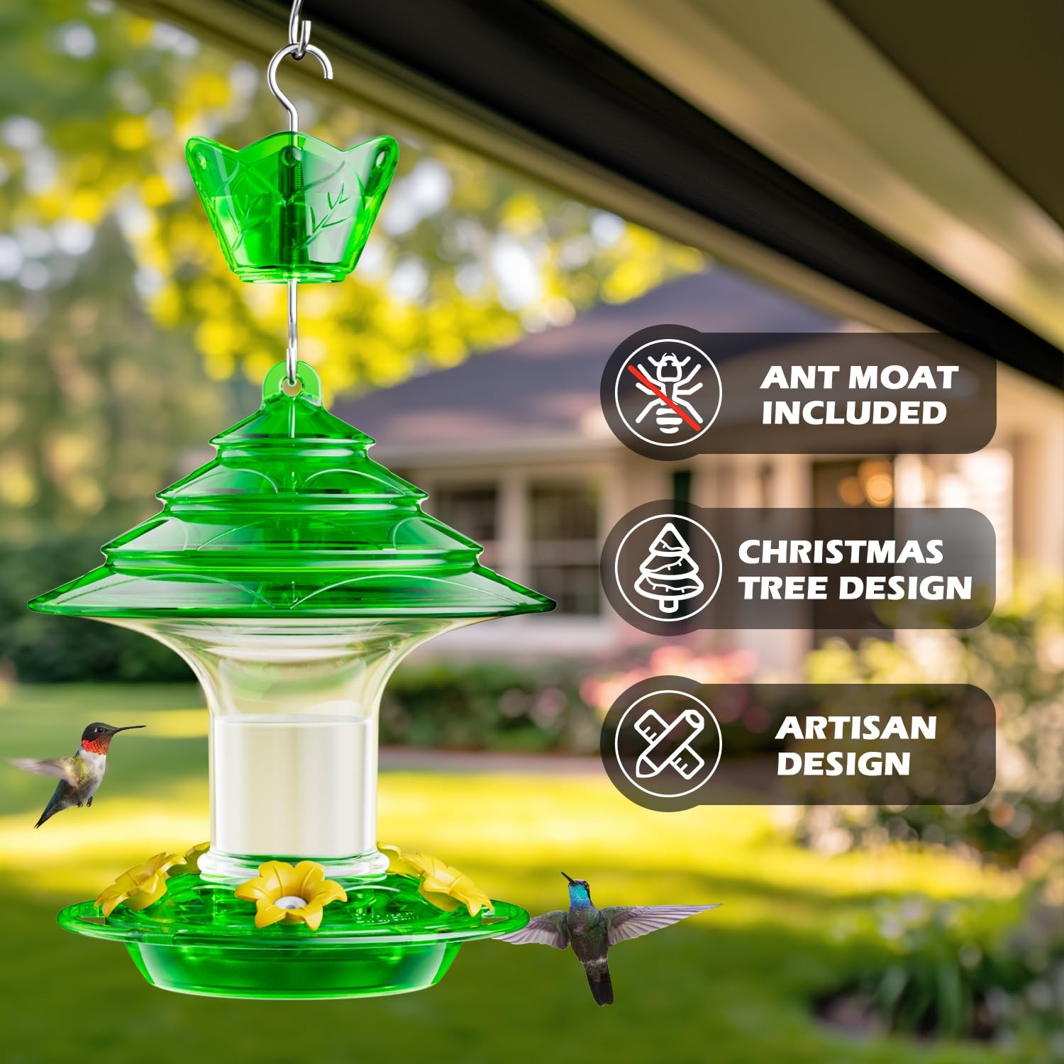 Birdream Hummingbird Feeder for Outdoors Hanging, 20 OZ Humming 1 Pack, Green gallery