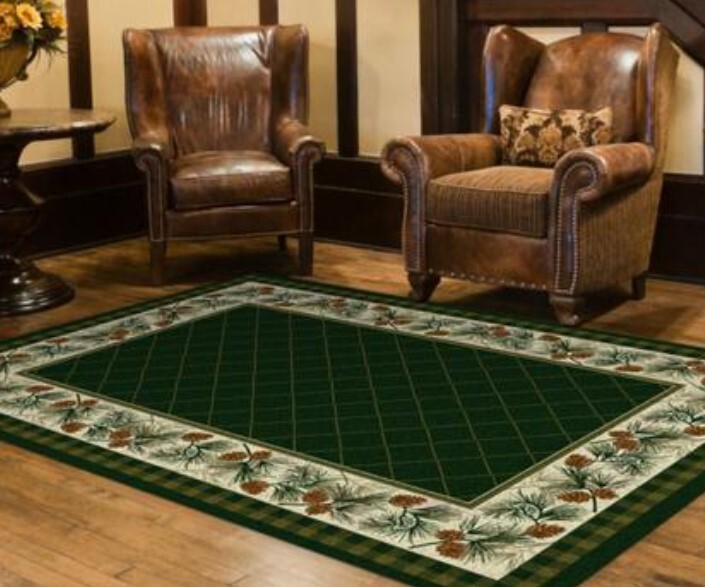 Evergreen Pinecone Nylon Rustic Lodge Country Cabin Area Rug 4'x5' gallery