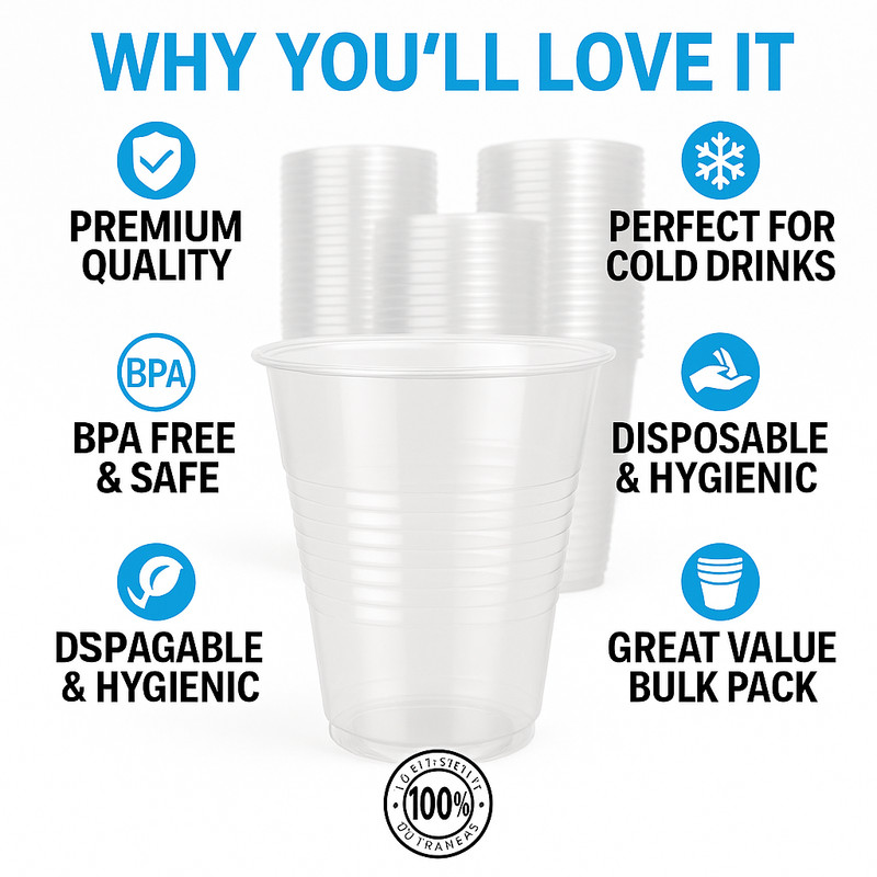 Metro Source 9 oz Clear Plastic Cups 960 Count Bulk | Durable Disposable PP Cups gallery