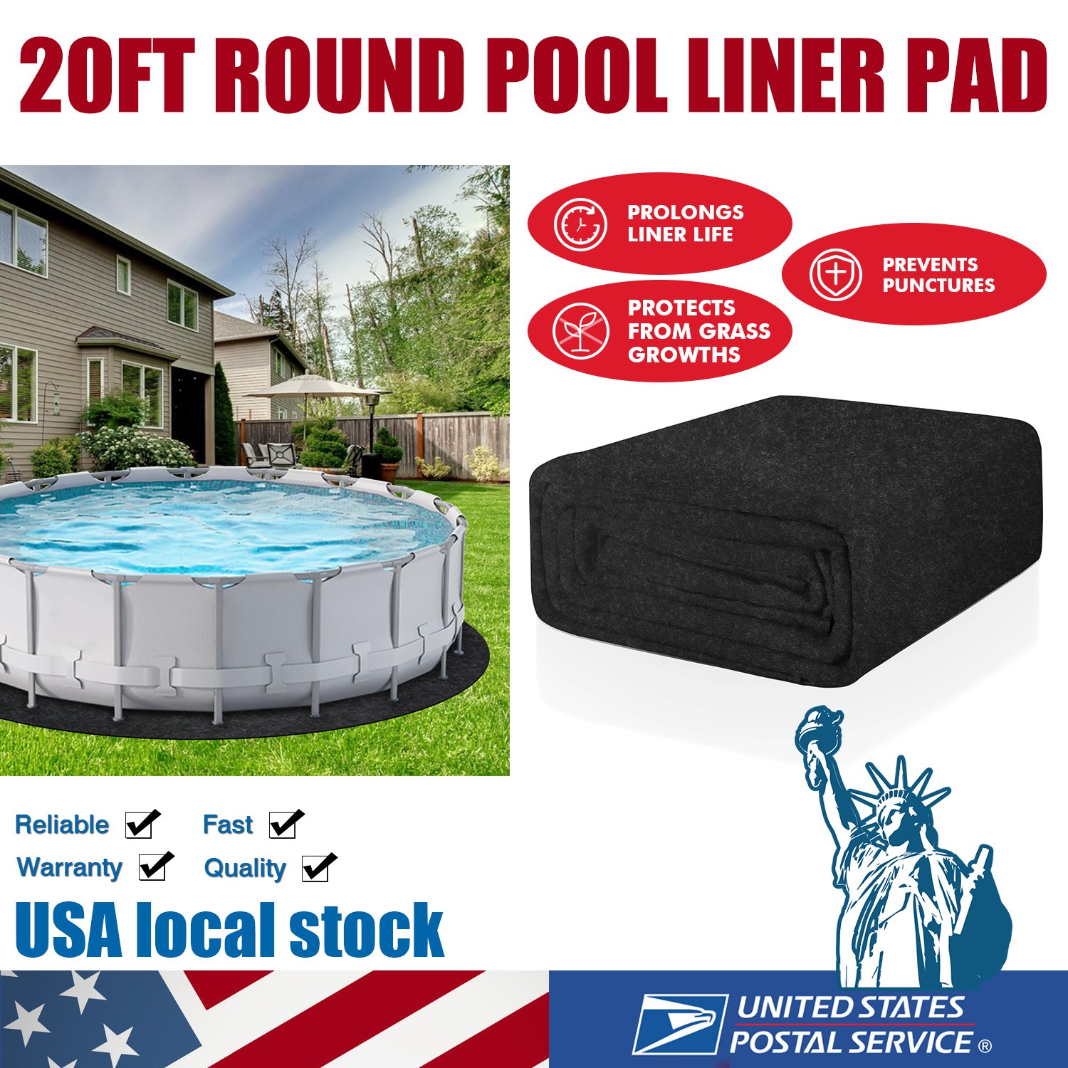 NEW! 20-Foot Pool Liner Pad for Above Ground Pools Round Under Pool Mat QUALITY! gallery