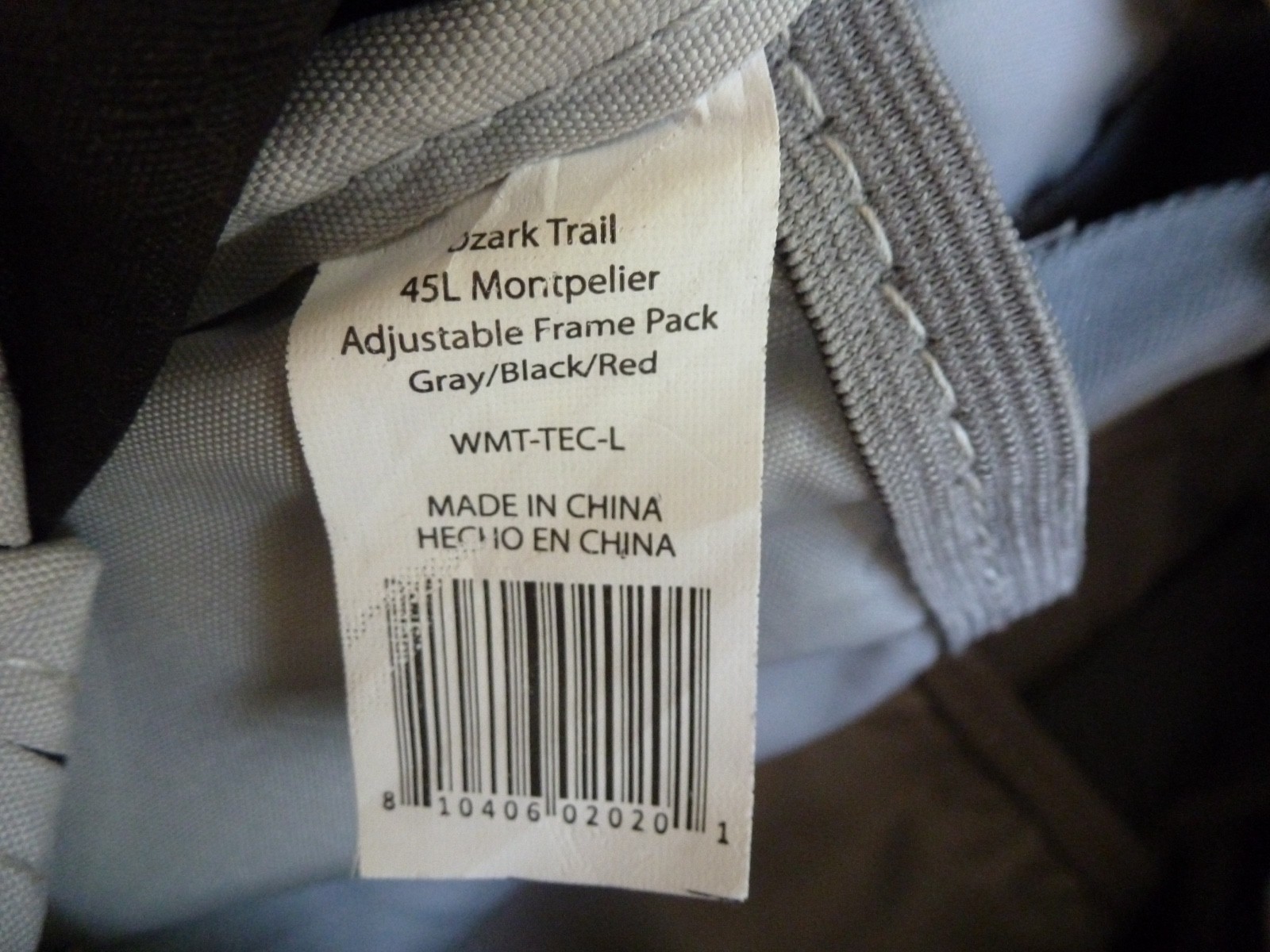 Ozark Trail Backpack 45L Camping Hiking Adjustable Frame Cushion Strap 4
