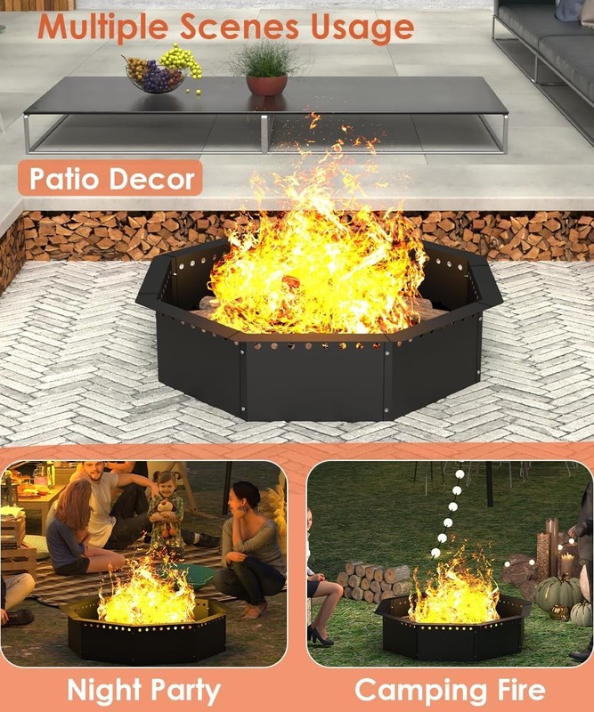 Smokeless Fire Pit Ring 32-Inch Outer 28-Inch Inner Diameter Large Solid Steel gallery