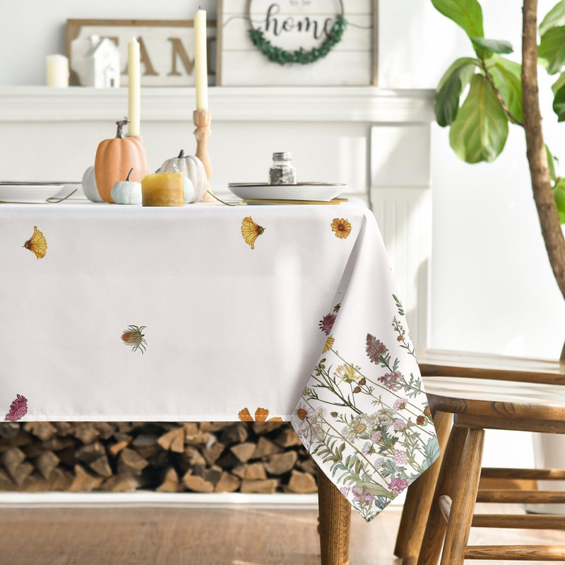Rectangular Fall Tablecloth 60x84 Inch with Harvest Floral Design gallery