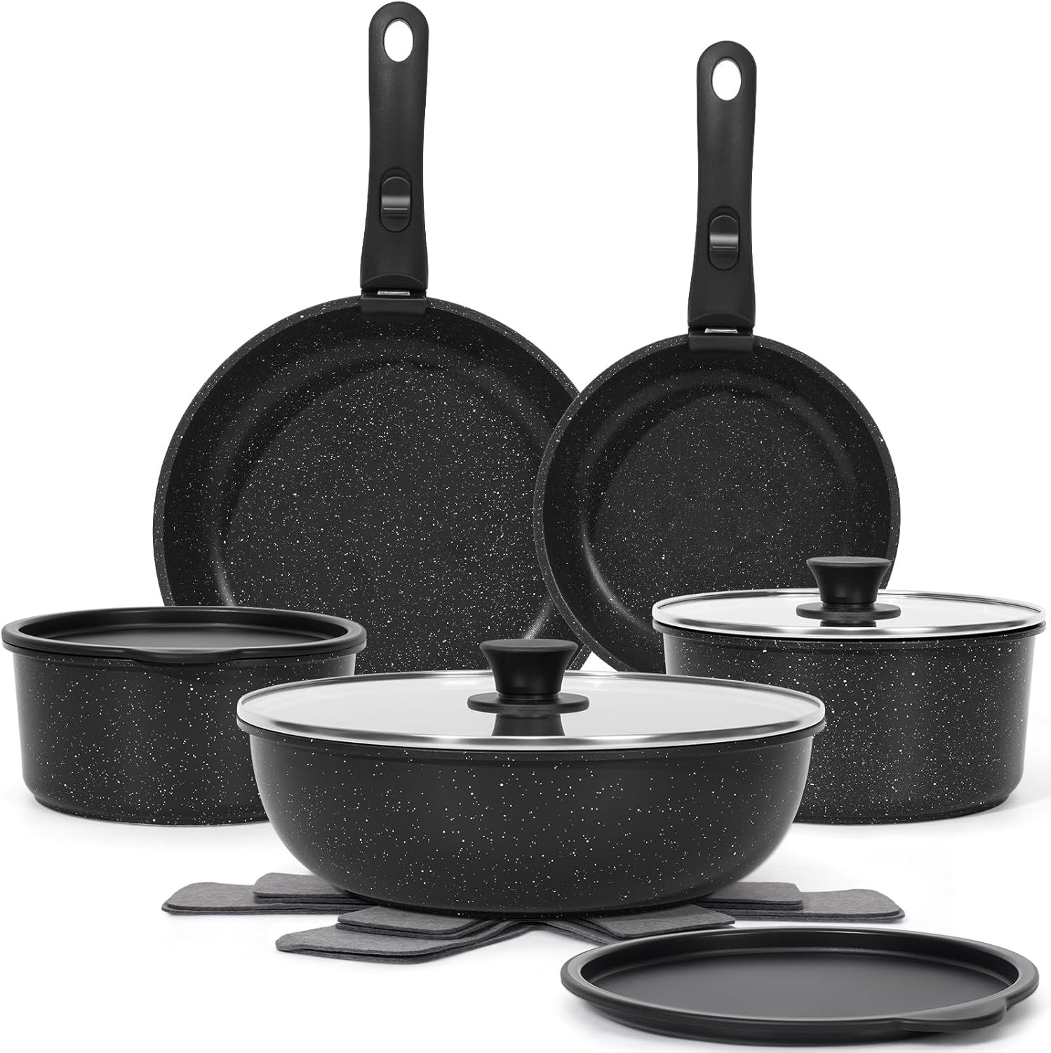 15Pcs Pots and Pans Set Non Stick, Cookware Sets with Detachable Handle, Nonstic gallery