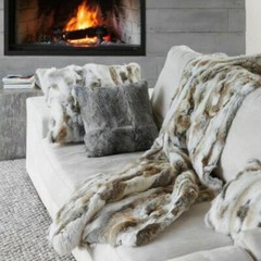 Real Rabbit Fur Throw Patchwork Blanket Winter Soft Warm Leather 43.3″ X 21.6″