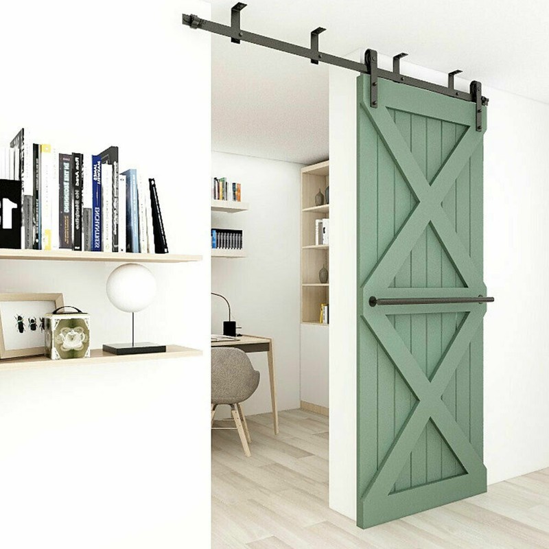 4FT-20FT Sliding Barn Door Hardware Kit Track Roller Closet Ceiling Mount Rail gallery