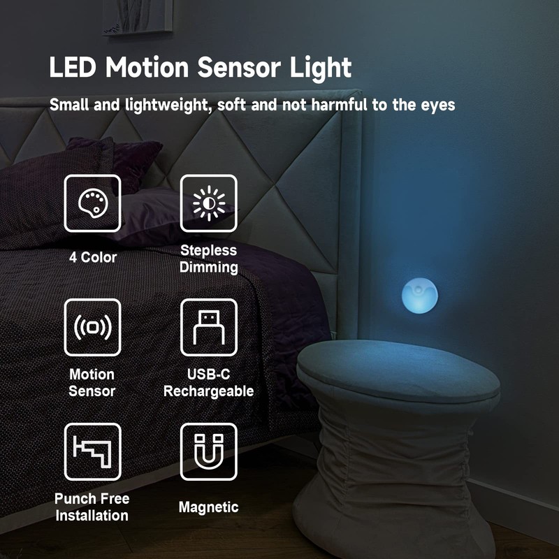 Motion Sensor LED Night Light, Rechargeable LED Stick-On Closet Light with Du... gallery