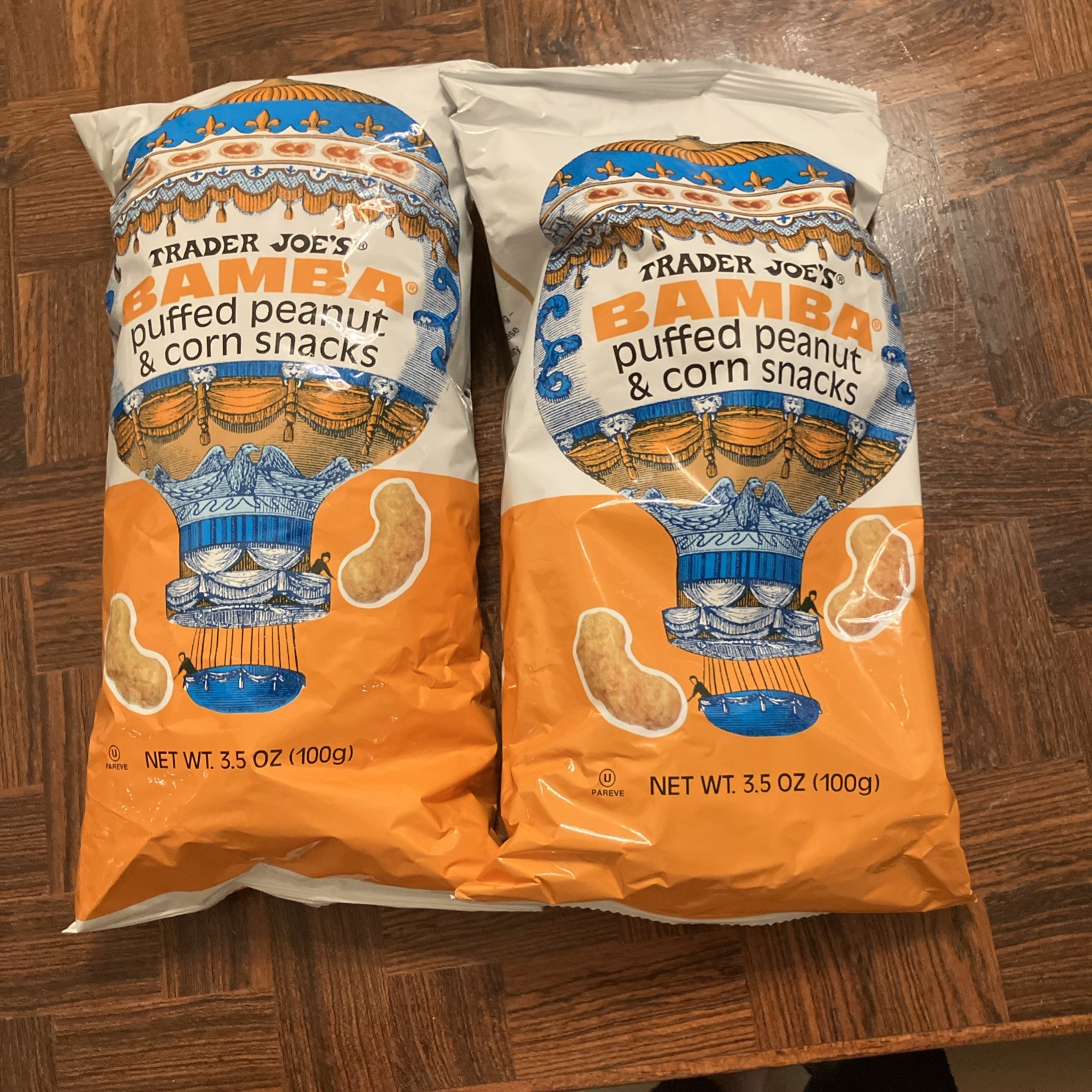Trader Joe's BAMBA Puffed Peanut & Corn Snacks 3.5 oz (100g) - 2 Bags Pack Set gallery