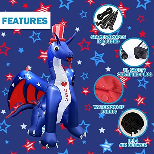 8 FT Independence Day Inflatable Dragon A-8FT Tall Dragon with America Style gallery