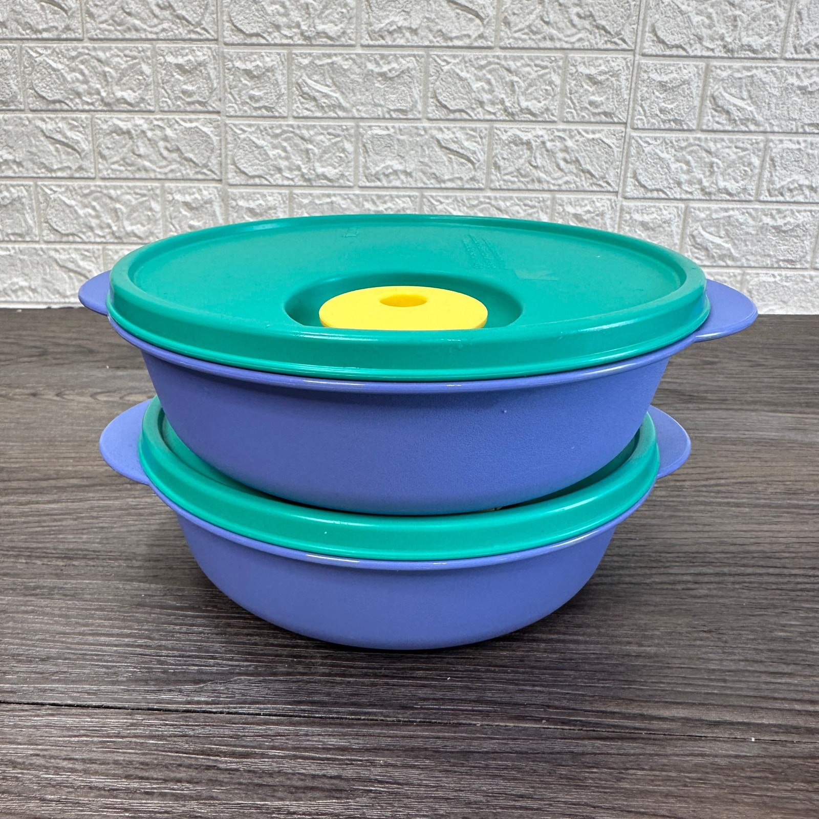 Tupperware Crystal Wave Microwave Divided Dishes Blue Green BPA-Free Easy Clean gallery