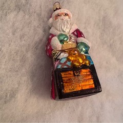 Christopher Radko Tiny Toy Chest with Santa Christmas Ornament READ