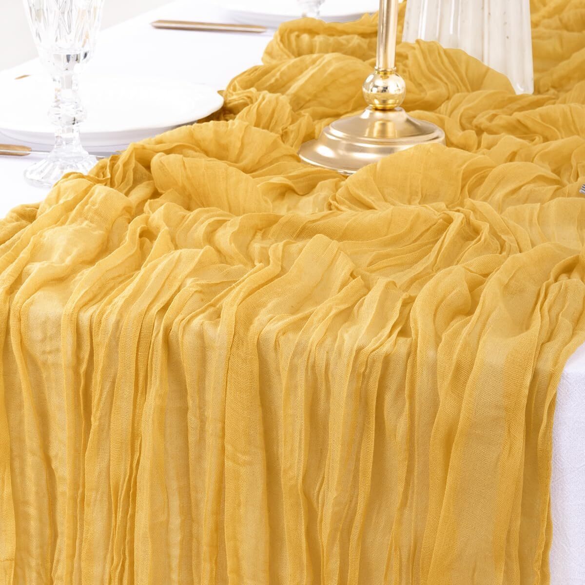 MLMW 6 Pack Gold Yellow Cheesecloth Table Runner Sheer Gauze Cheese Cloth 160 gallery
