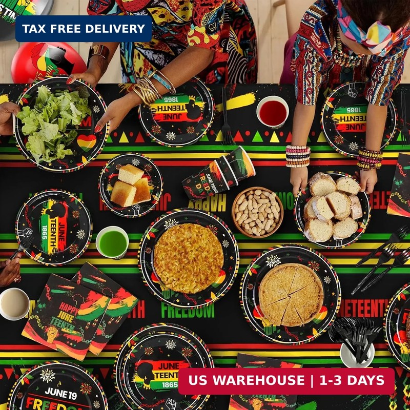 Happy Juneteenth Decorations, Juneteenth Party Supplies, Disposable Tableware Se gallery