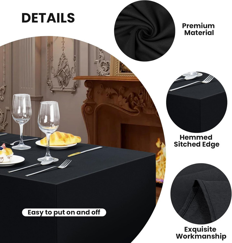 2 Pack Fitted Tablecloth 6ft Rectangle 72x30in Black Water Resistant Table Cover gallery