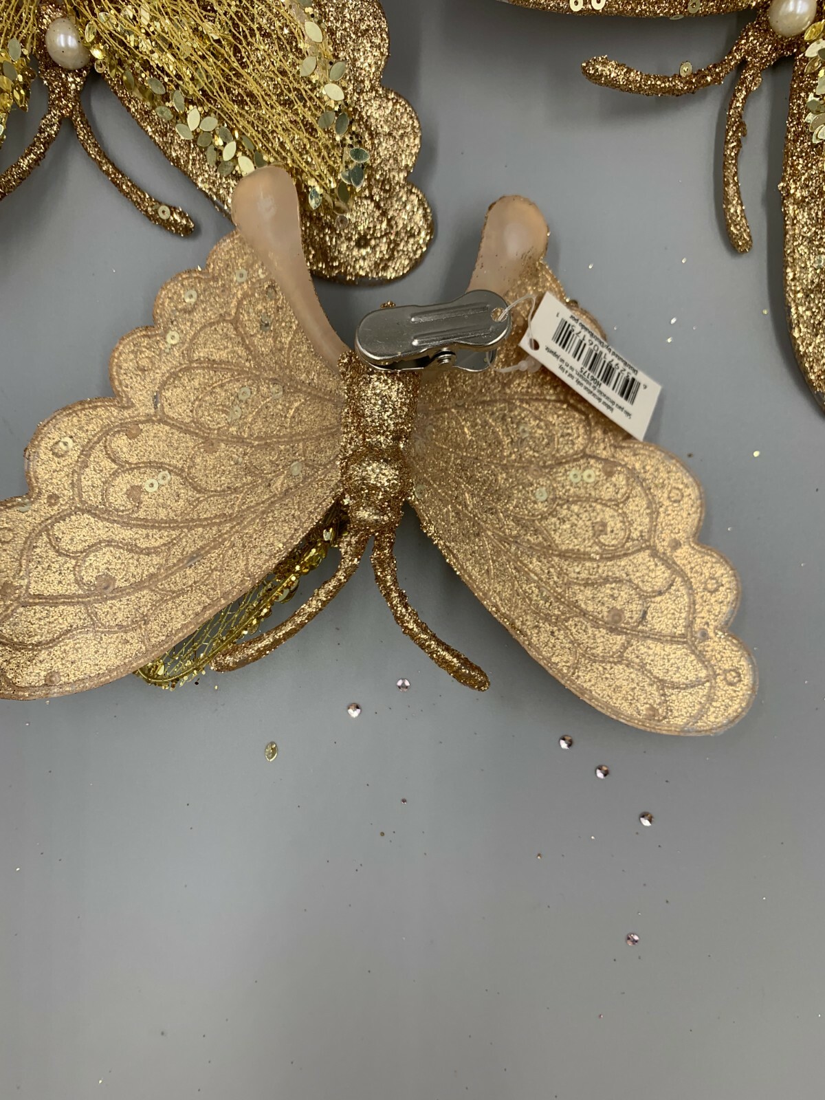 Holiday Time Clip On Butterfly Whimsical Ornament Gold Glitter H06175 #C259 gallery