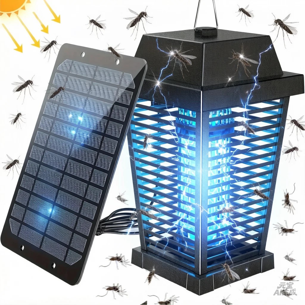 4500V Electric Solar Bug Zapper Outdoor, Mosquito Zapper Waterproof Fly Zapper,l gallery