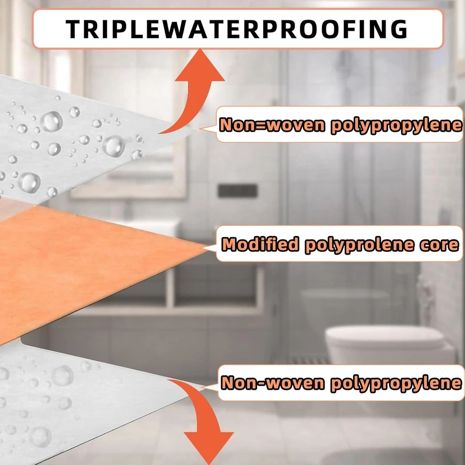 Professional Waterproof Membrane for Shower,5In x 100Ft(42 5IN x 100FT 42 SQ gallery