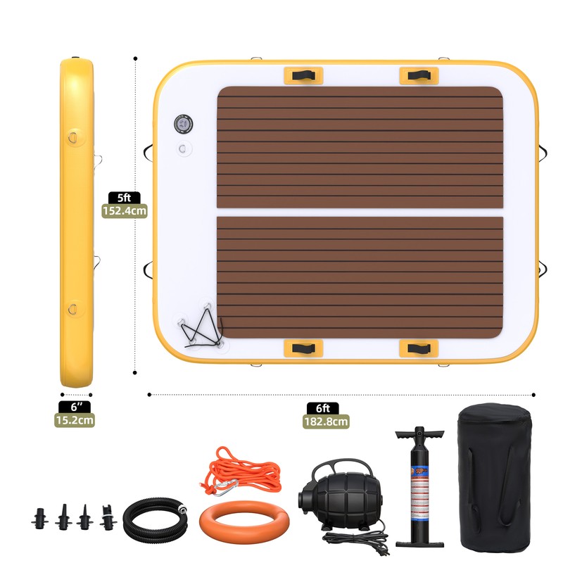 Water Platform Inflatable Floating Dock 6x5 ft Non-Slip Floor, Heavy Duty PVC gallery
