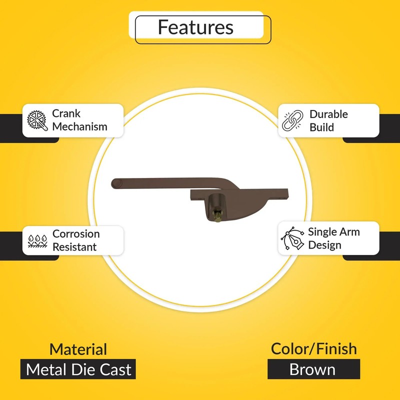 Brixwell 36-134 Casement Operator Assembly With Handle Right Hand Type Brown gallery