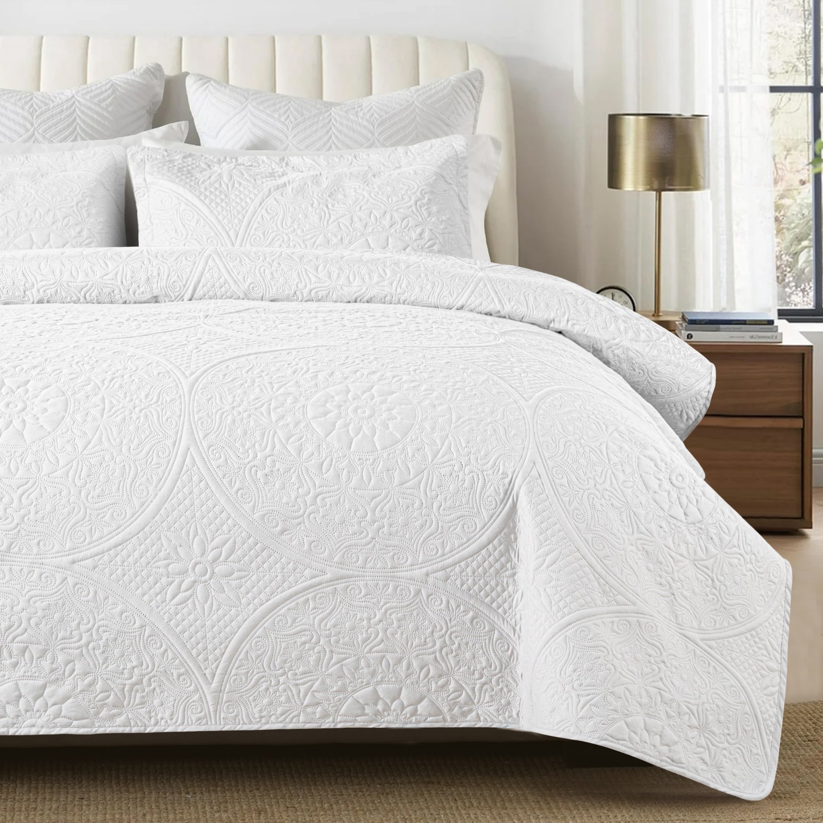 Luxury Bedspread Bedding Set 3 Piece Quilted Coverlet Bed Throw Queen King Size gallery