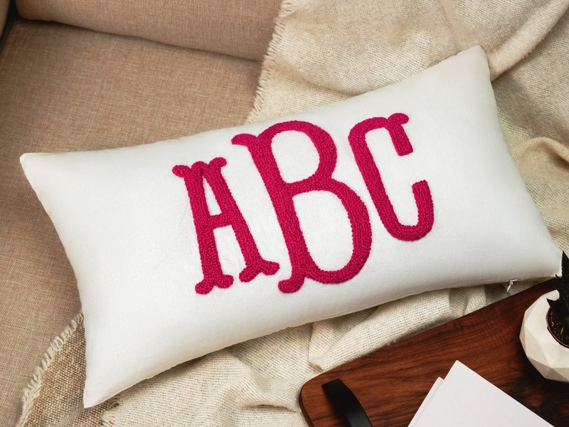 Monogram Punch Needle Pillow, Personalized Initial Wedding Gift, Custom Cushion gallery