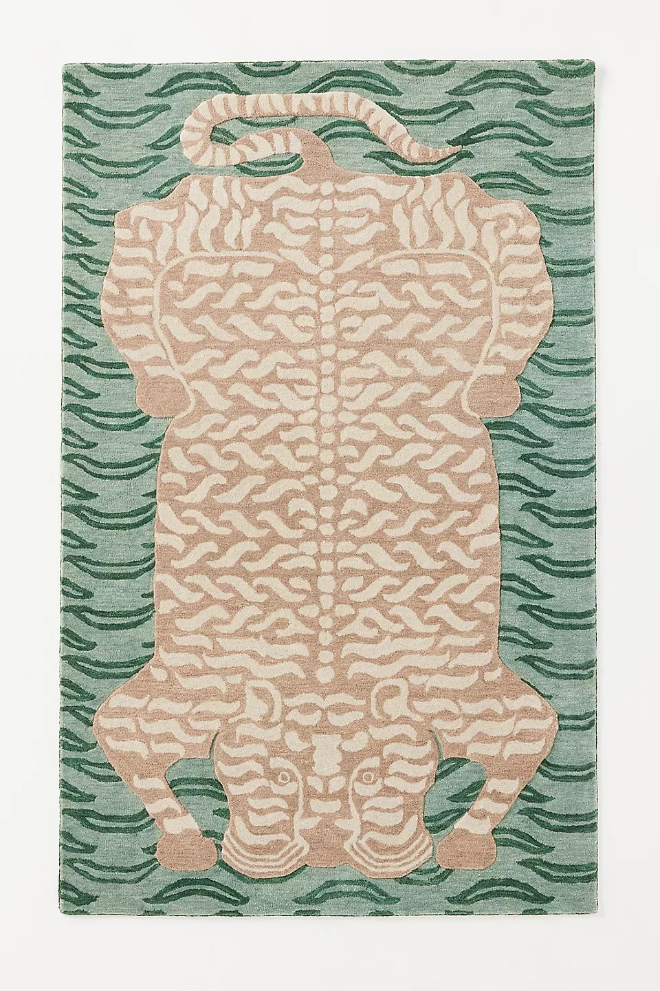 Green Hand Tufted 100% Wool Tiger Rug Area Rug Carpet gallery