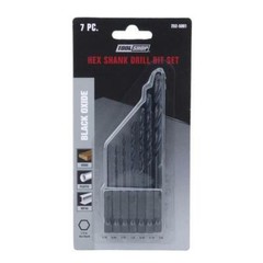 7 Piece ¼” Hex Shank Drill Bit Set Black Oxide Steel Wood Plastic Metal Drilling