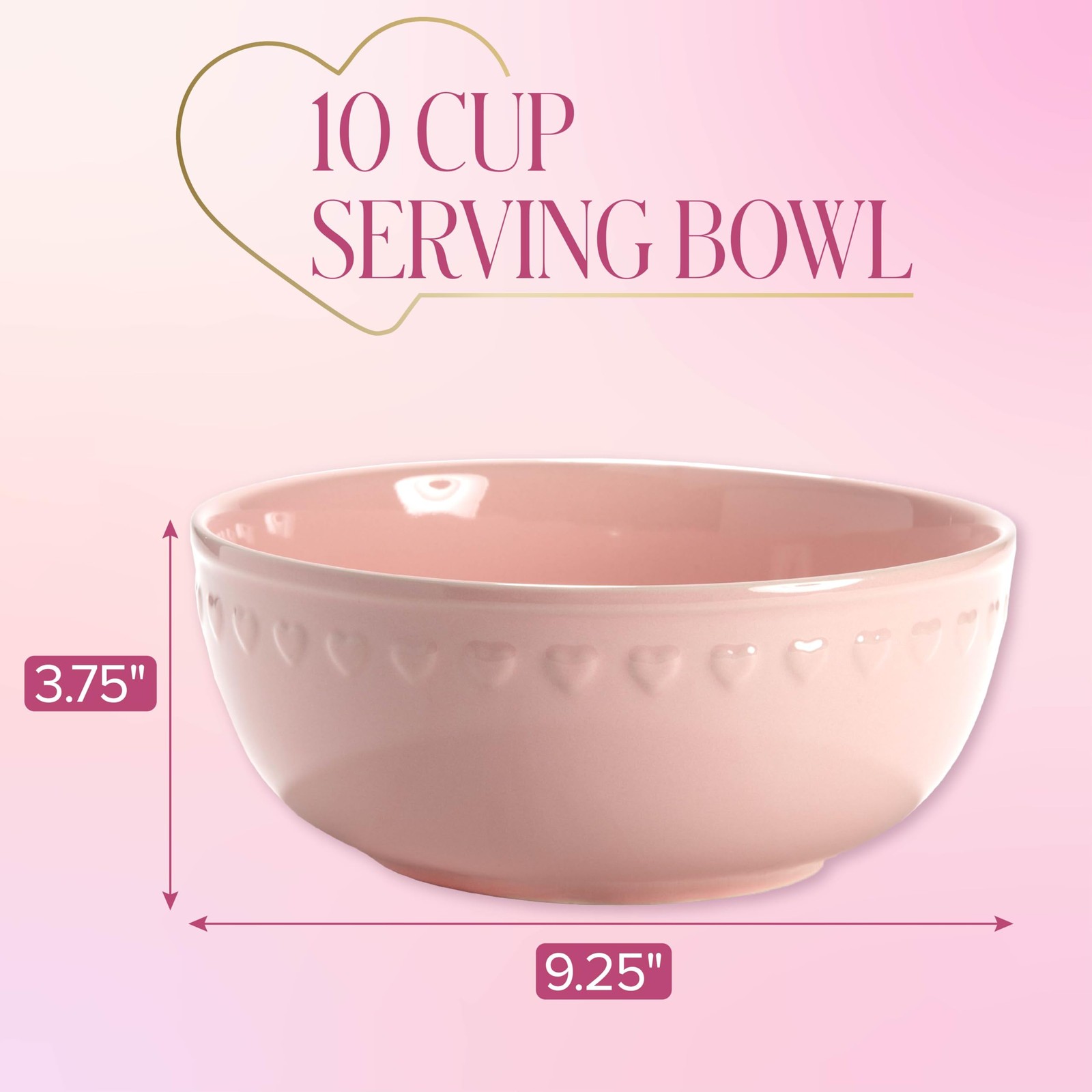 Paris Hilton Ceramic Serving Bowl, Iconic Stoneware with Heart Detailing, Microw gallery
