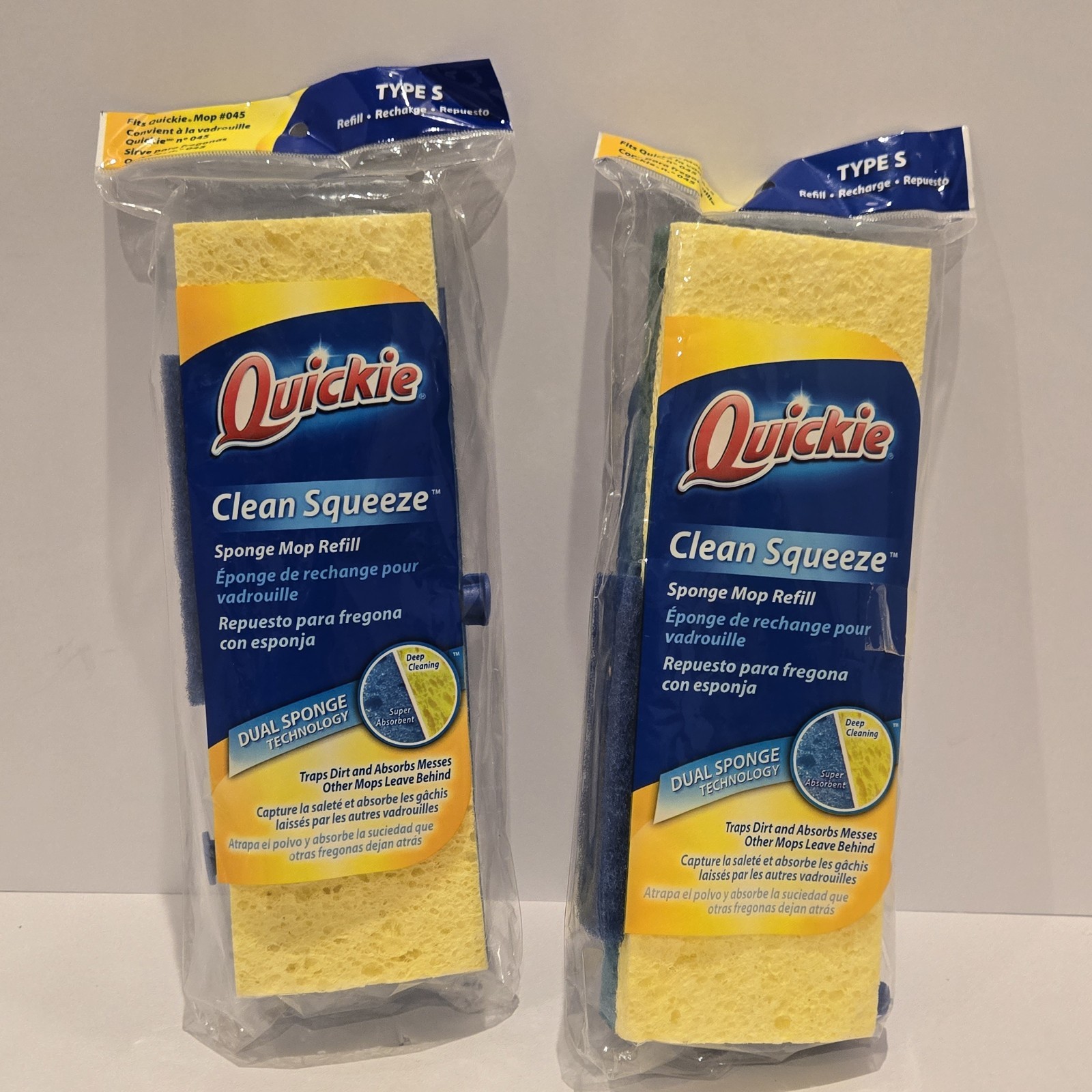 Lot Of 2 Quickie Clean Squeeze Sponge Mop Refill Replacement Type S Fits 045 gallery