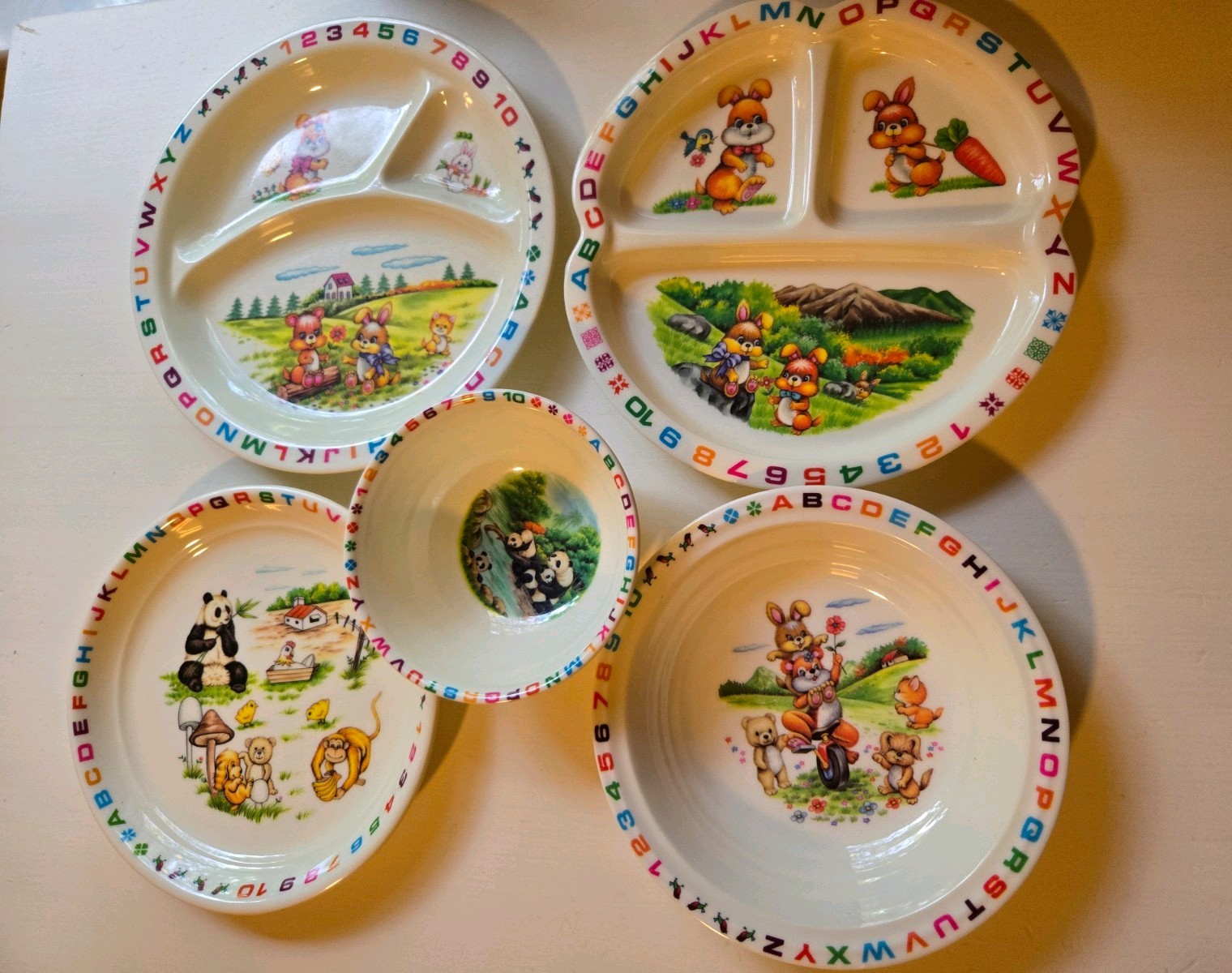 Vintage Alphabet Animal Themed Divided Kids Plates set of 5 gallery