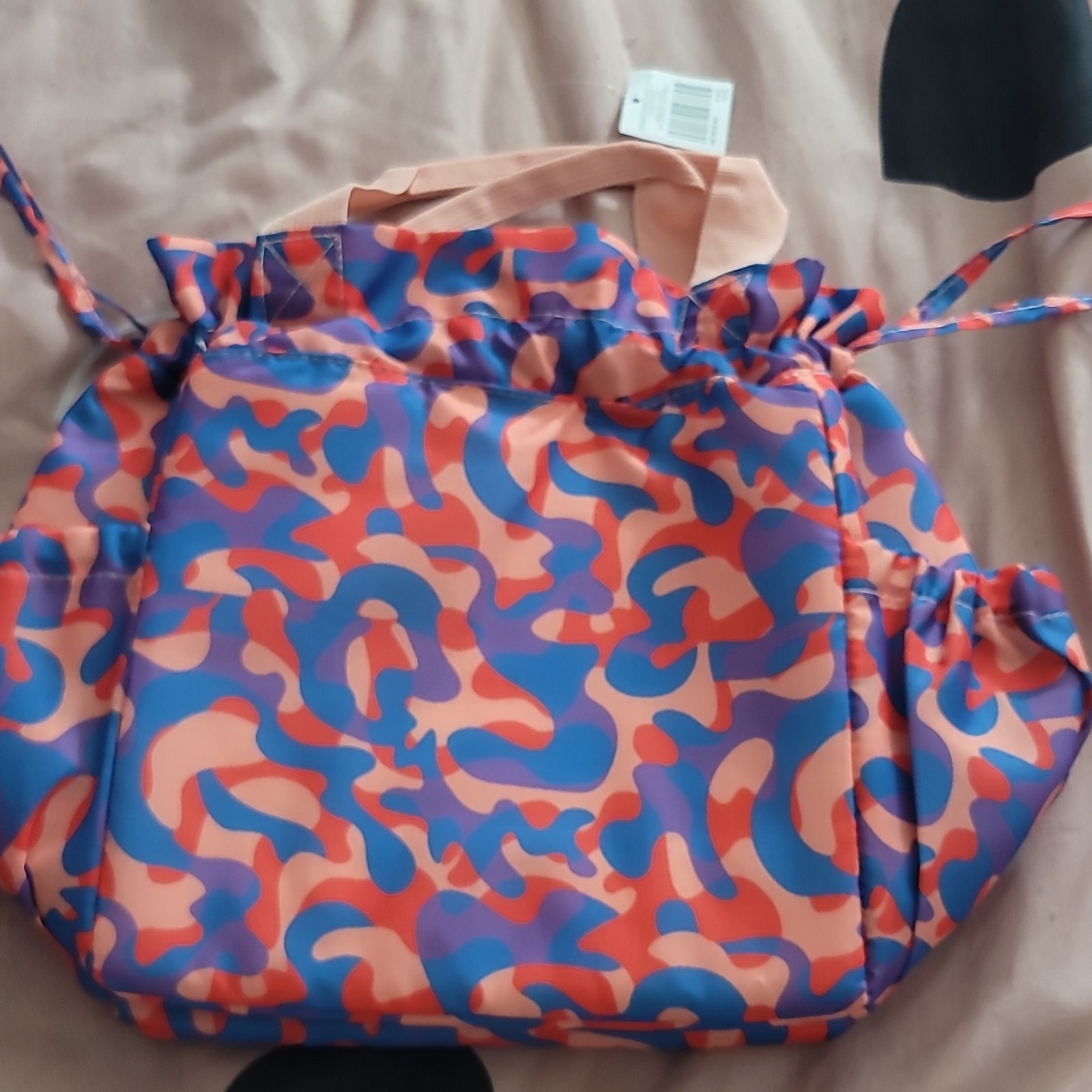 Abstract Pink Blue Orange Polyester Rectangular Drawstring Lunch Bag gallery