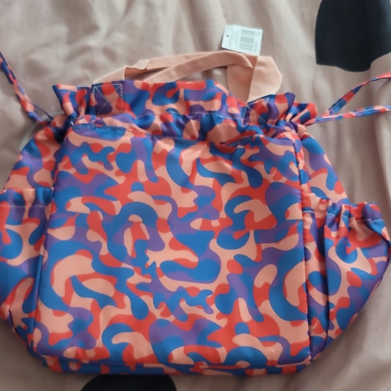 Abstract Pink Blue Orange Polyester Rectangular Drawstring Lunch Bag gallery