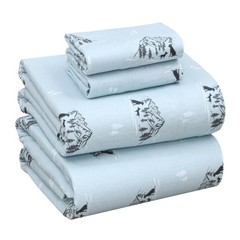 RUVANTI Flannel Sheets Queen Size – 100% Cotton Double Queen, Soul Dog