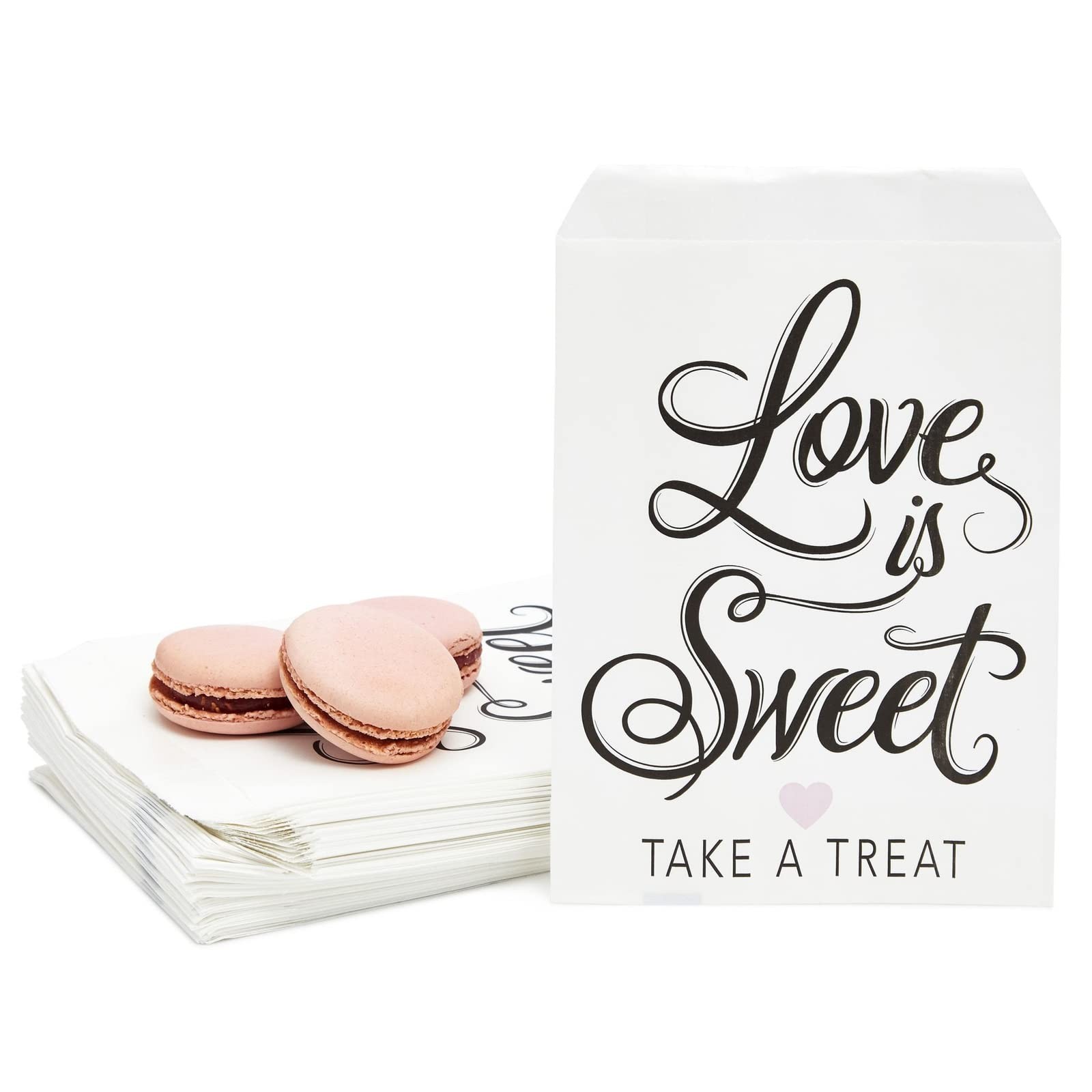 Sparkle and Bash Love Is Sweet Paper Treat Bags 1 count (Pack of 100), white gallery