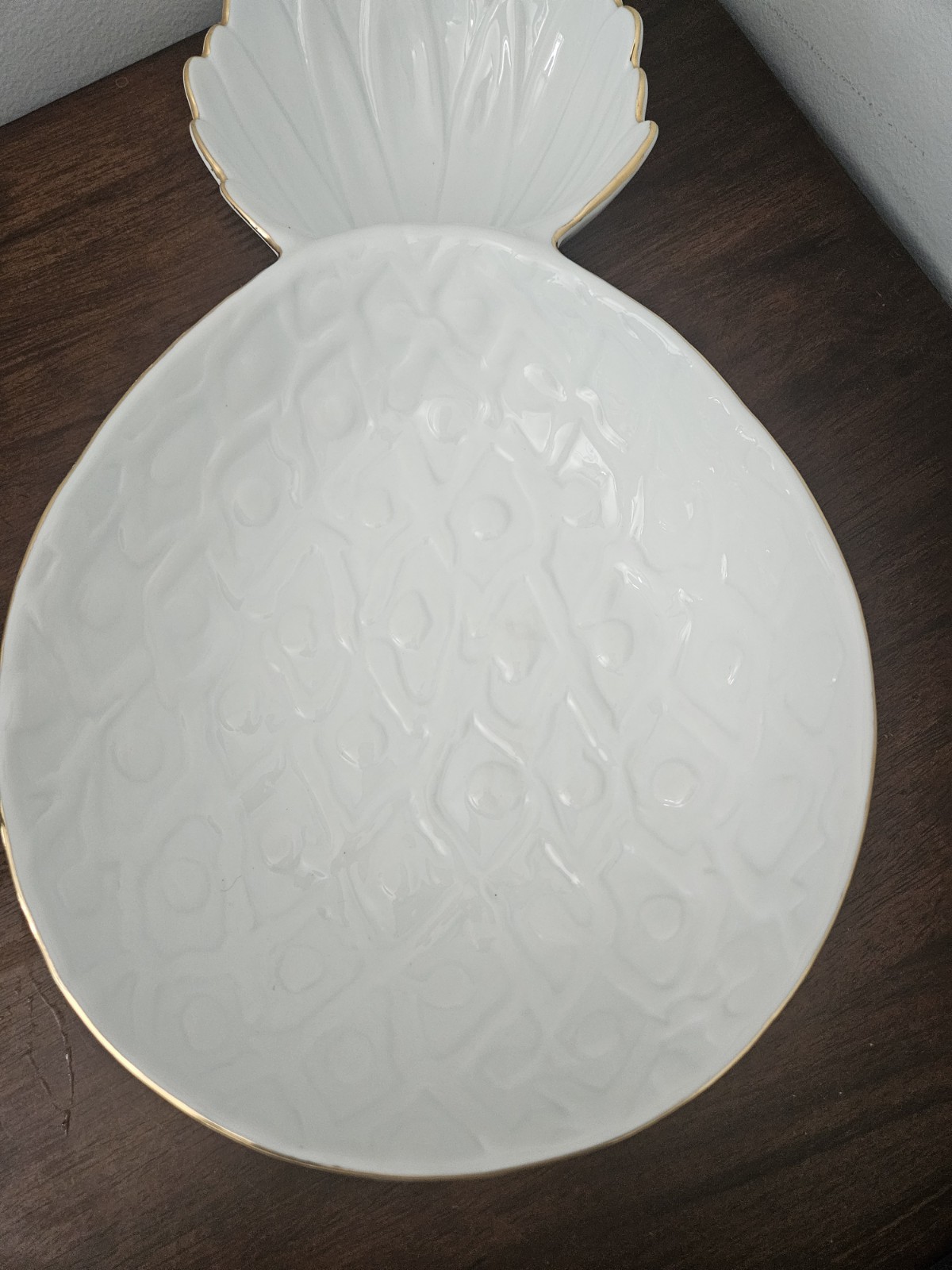 Lilly Pulitzer + Target White Porcelain Gold Trim Pineapple Shaped Serving Bowl gallery