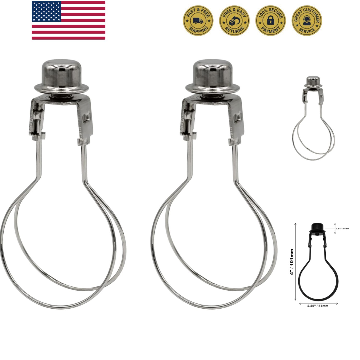 Lamp Shade Light Bulb Clip Adapter Clip on with Shade Attaching Finial Top, S... gallery