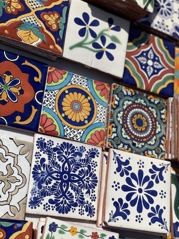 25 Assorted Mexican Ceramic 4x4 inch Hand Made Tiles gallery