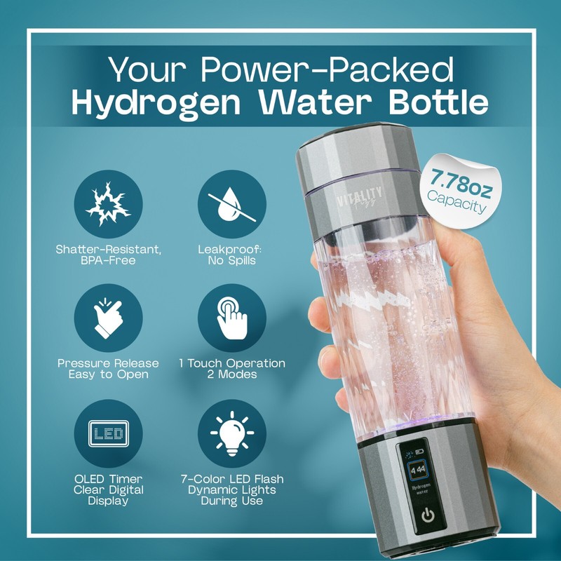 Portable Hydrogen Water Bottle Generator | 6000+ PPB SPE/PEM | USB Rechargeable gallery