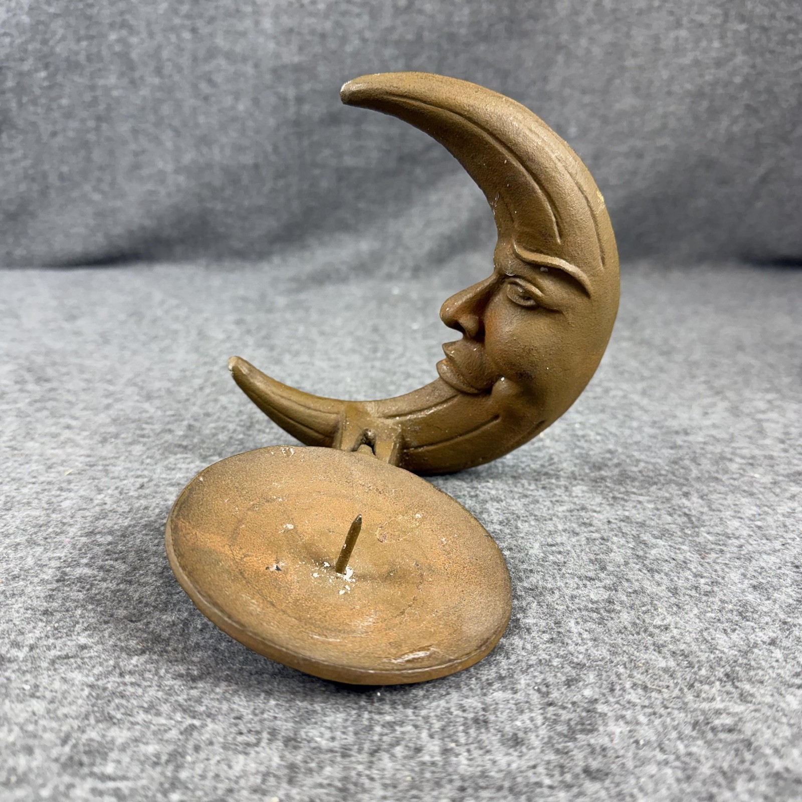 Metal Crescent Moon Wall Candle Holder Brown Mystical Candlestick Whimsical gallery