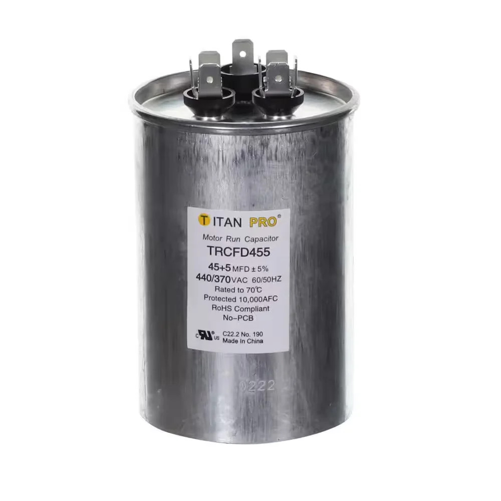 TitanPro TRCFD455 HVAC Round Dual Motor Run Capacitor. 45/5 MFD/UF440/370 Volts gallery