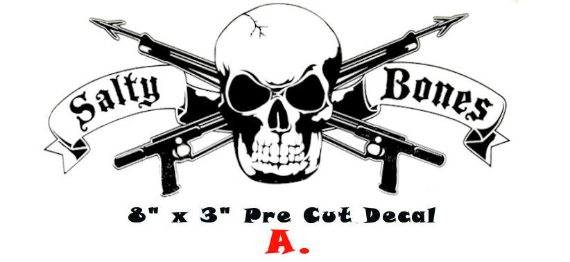 Salty Bones Scuba Speargun Sticker Skull fish salt life bumper car boat decal gallery