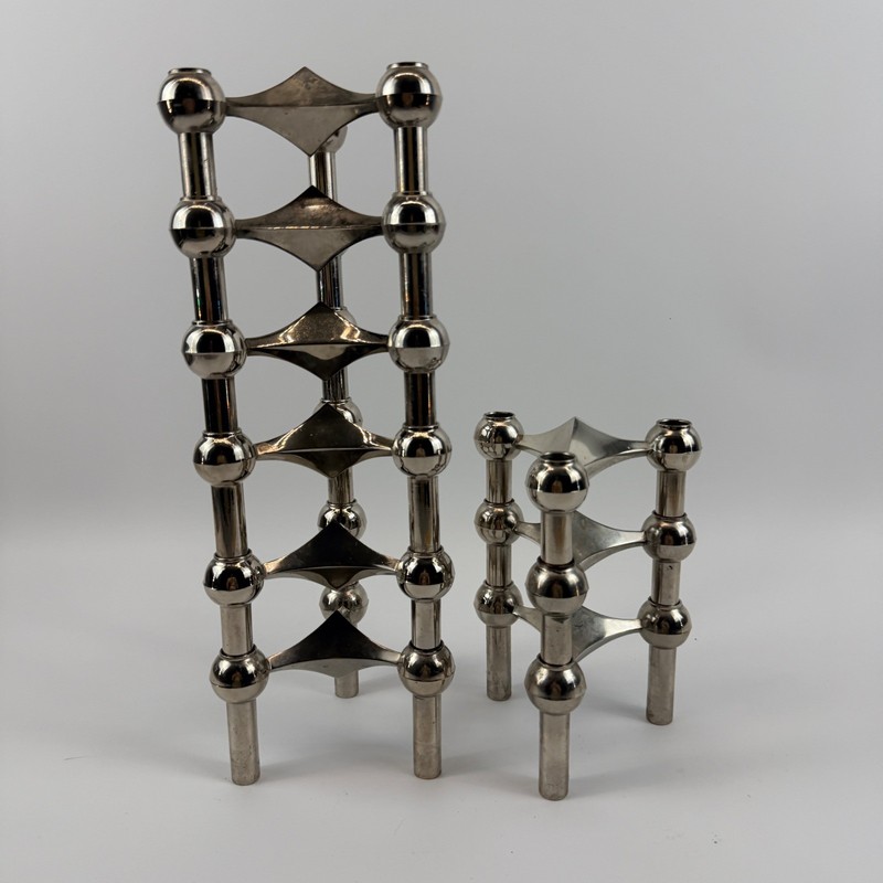 Stoff Nagel BMF Stacking Modular Chrome Candle Holders West Germany Lot of 9 gallery