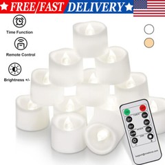 12Pcs Flickering Realistic Tea Lights Battery Operated w/Remote for Home Decor