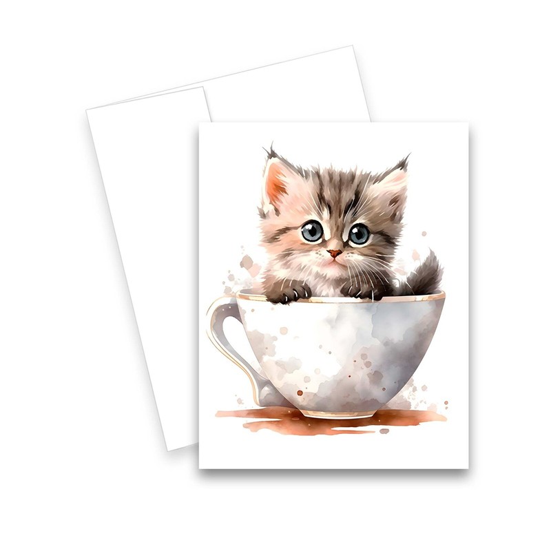 12 Assorted All Occasion Notecards with Envelopes - CUTE KITTEN ( 2 of Each ) gallery