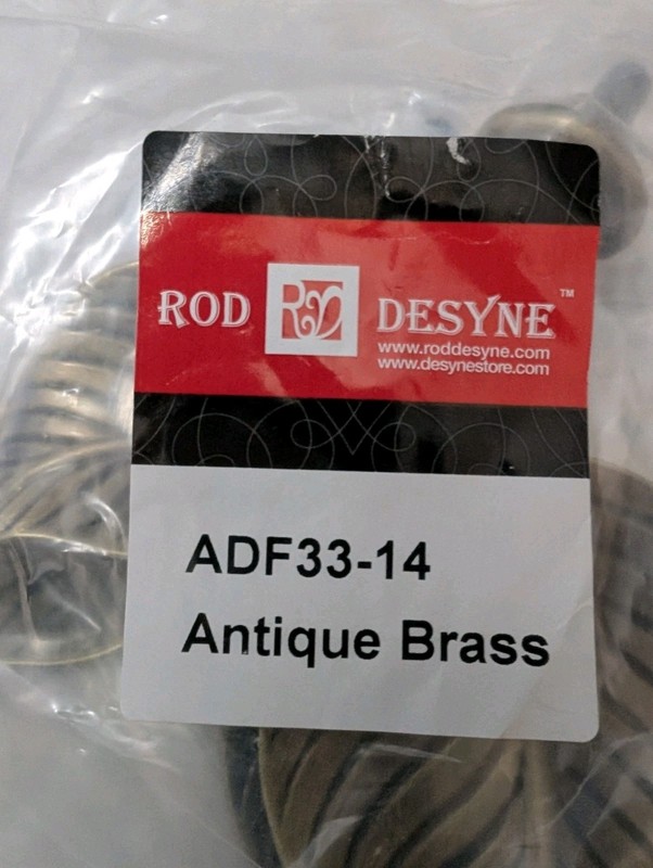 ROD DESYNE Antique Brass Leaf OPEN TWIST Finials Curtain Rod End 2 Pack ADF33-14 gallery