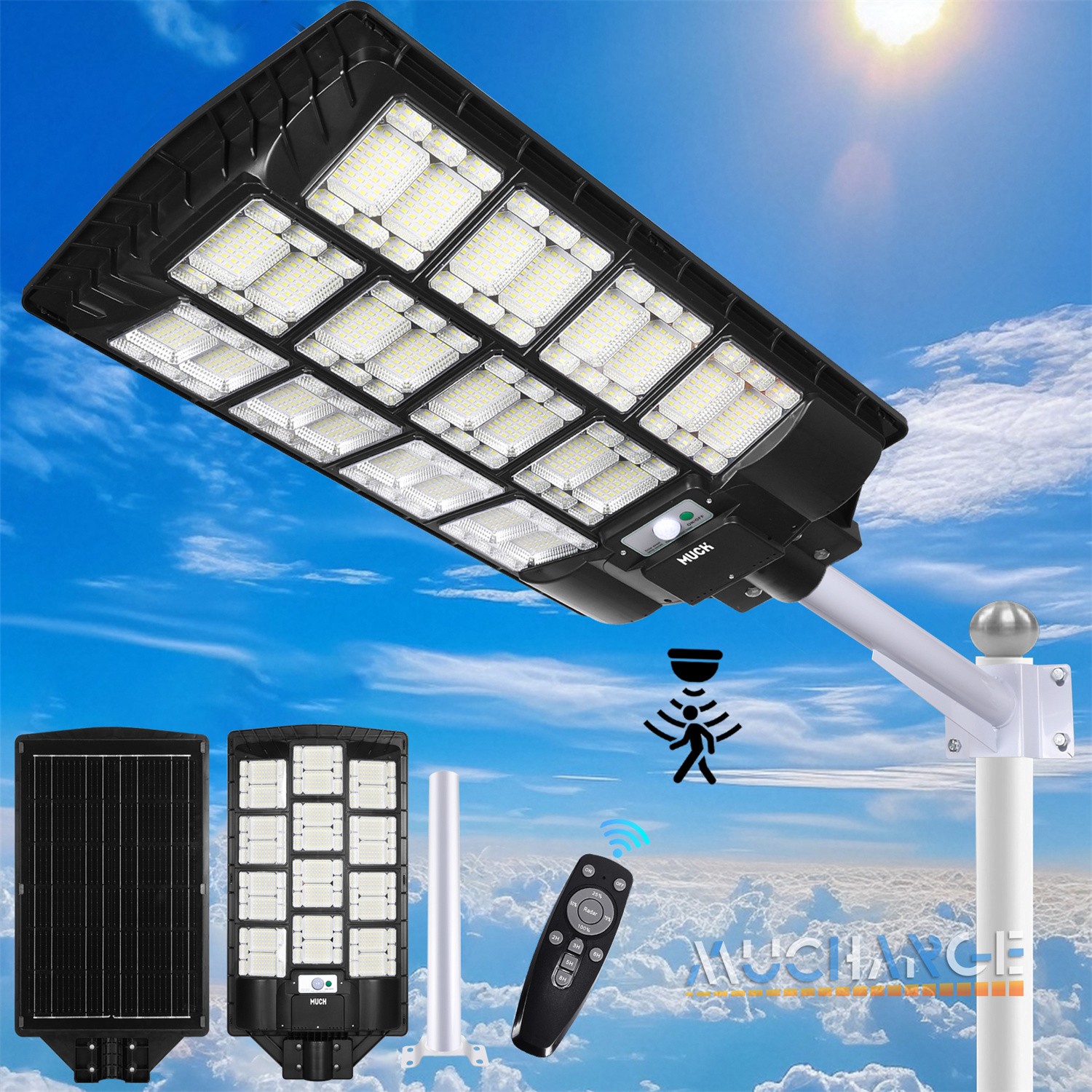 99000000LM Commercial Solar Street Lights Sensor Outdoor Dusk-to-Dawn Road Lamp gallery