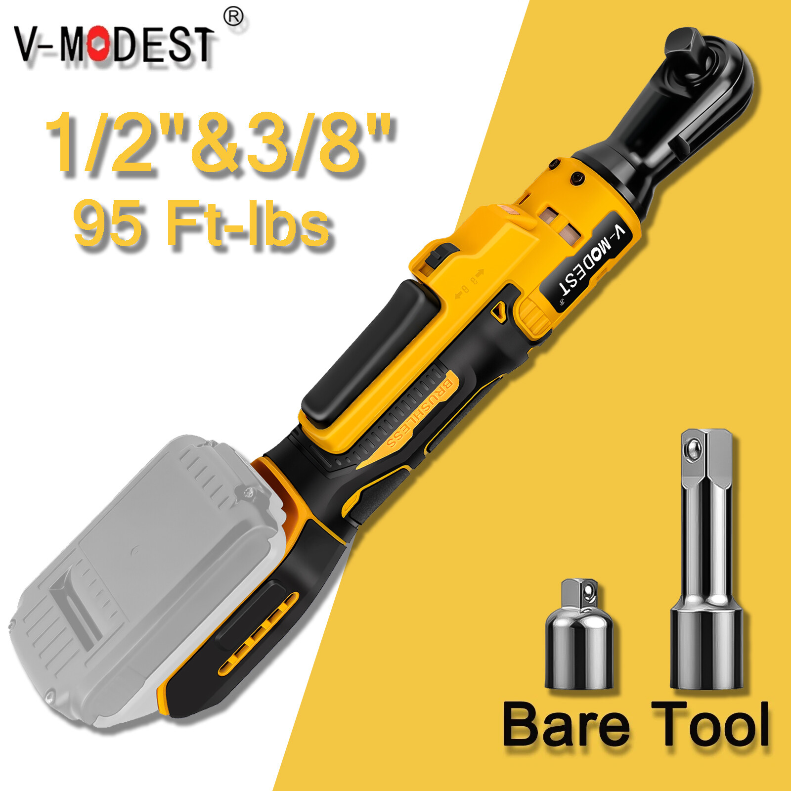 For DEWALT 20V Battery Cordless Ratchet Wrench 1/2" & 3/8" 95 Ft-lbs (Tool Only) gallery