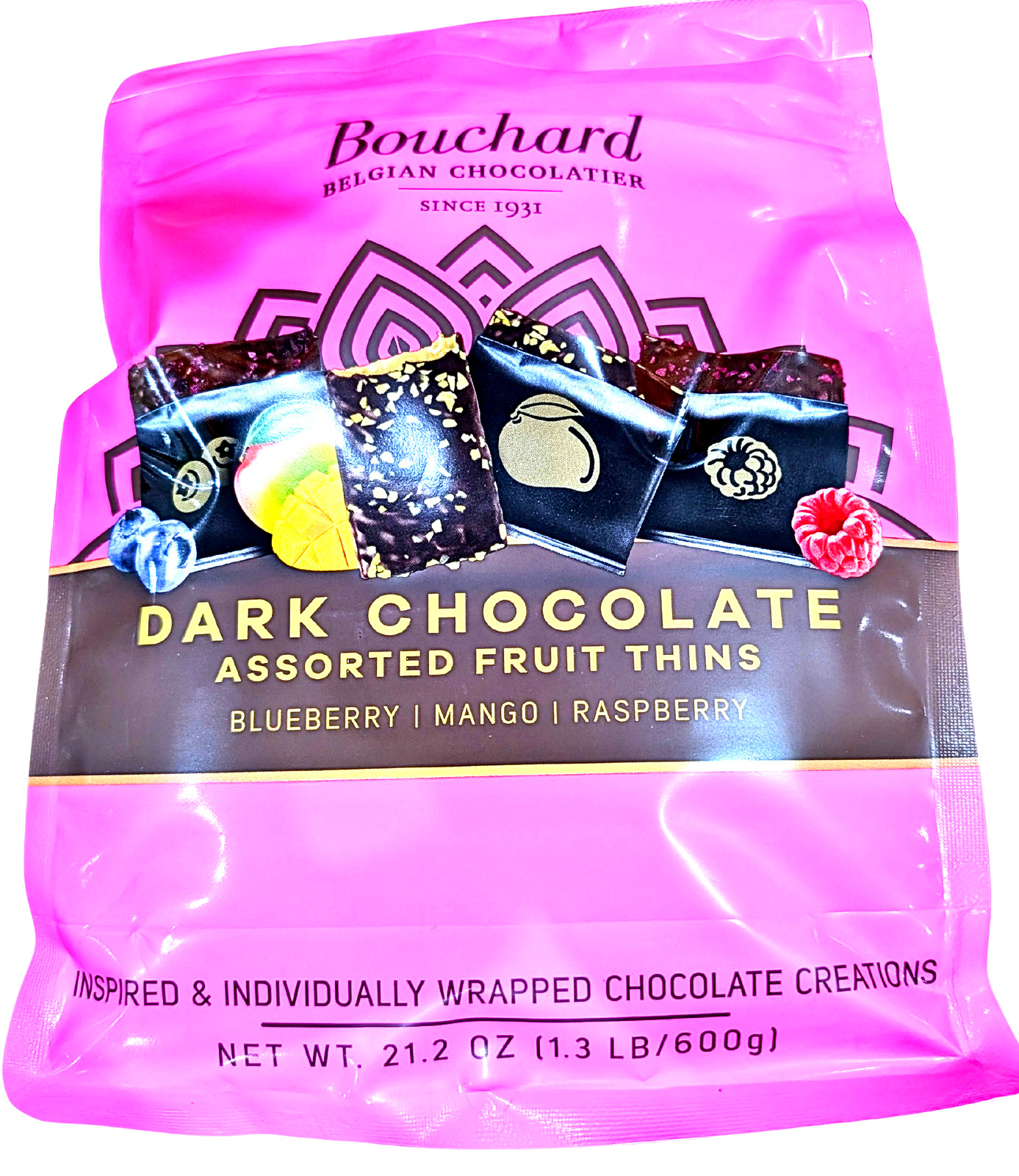 Bouchard Dark Chocolate Assorted Fruit Thins 21.2 Oz Bag EXP 12/2026 gallery
