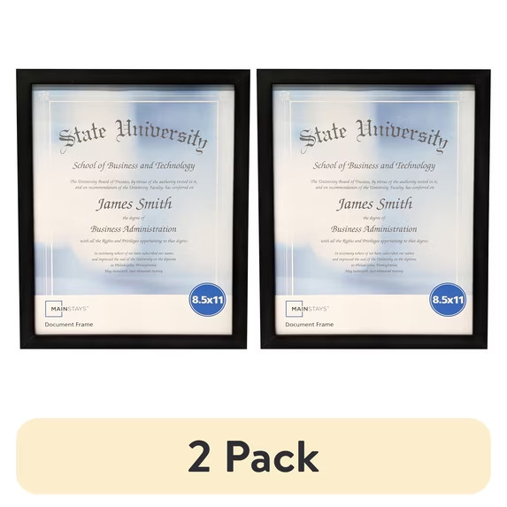(2 pack) Mainstays 8.5x11 Document Picture Frame, Black gallery