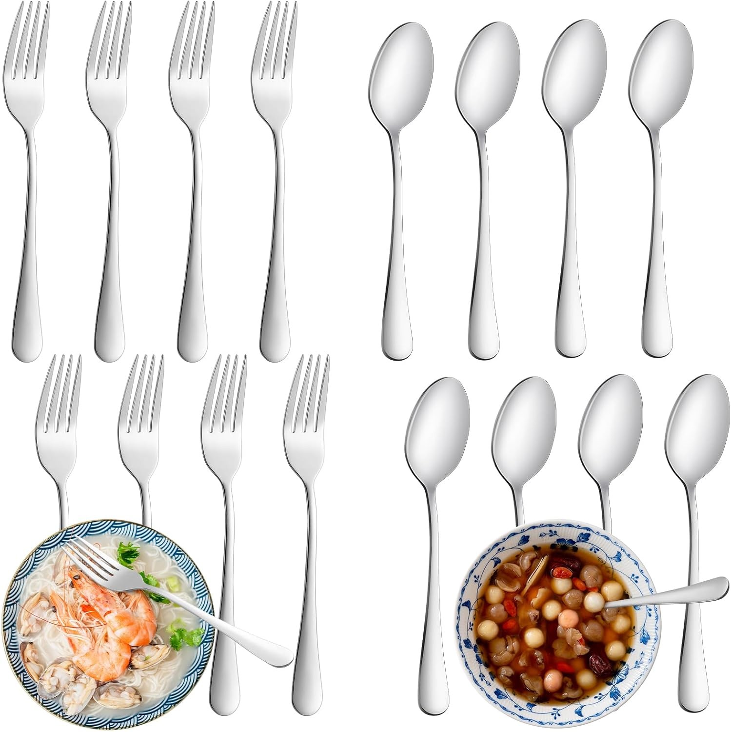 24 Pcs Forks and Spoons Silverware Set, Food Grade Stainless Steel Flatware gallery